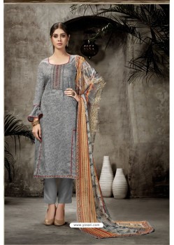 Grey Pure Jam Silk Straight Suit