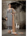 Grey Pure Jam Silk Straight Suit