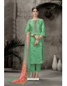 Jade Green Pure Jam Silk Straight Suit