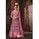 Hot Pink Heavy Net And Japan Satin Designer Anarkali Suit