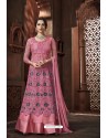 Hot Pink Heavy Net And Japan Satin Designer Anarkali Suit