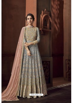 Grey Fancy Fabric And Net Designer Anarkali Suit