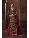 Maroon Heavy Velvet Designer Anarkali Suit