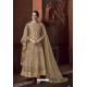 Beige Heavy Net Designer Anarkali Suit