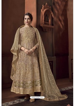 Beige Heavy Net Designer Anarkali Suit