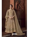 Beige Heavy Net Designer Anarkali Suit