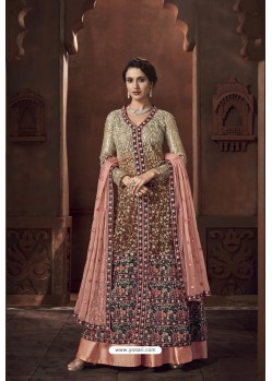 Multi Colour Heavy Net And Japan Satin Designer Anarkali Suit