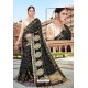 Black Semi Dola Silk Designer Saree