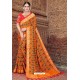 Orange Semi Dola Silk Designer Saree