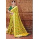 Yellow Semi Dola Silk Designer Saree