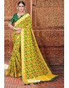 Yellow Semi Dola Silk Designer Saree