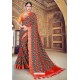 Red Semi Dola Silk Designer Saree