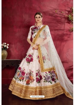 Off White Heavy Banglori Silk Designer Lehenga Choli