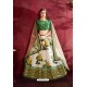 Cream And Green Heavy Banglori Silk Designer Lehenga Choli