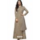 Taupe Nylon Net Floor Length Suit