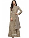 Taupe Nylon Net Floor Length Suit