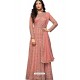 Peach Nylon Net Floor Length Suit