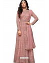 Pink Nylon Net Floor Length Suit