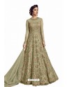 Green Nylon Handworked Anarkali Suit