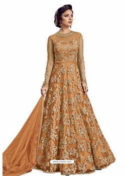 Orange Nylon Handworked Anarkali Suit