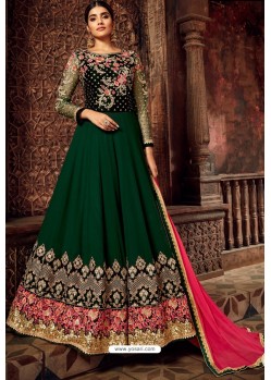 Dark Green Pure Georgette Designer Anarkali Suit