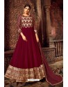 Maroon Pure Georgette Designer Anarkali Suit