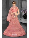 Pink Net Fancy Embroidered Lehenga Choli