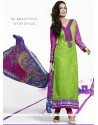 Lisa Haydon Embroidered Work Green Jacquard Designer Straight Salwar Suit