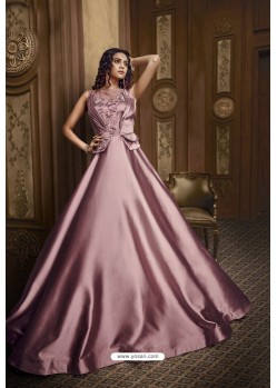 Old Rose Net And Barfi Silk Party Wear Gown