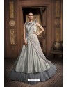 Olive Green Net And Barfi Silk Party Wear Gown