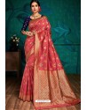 Light Red Banarasi Silk Designer Saree