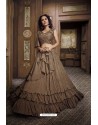 Camel Satin Silk Heavy Embroidered Lehenga Choli