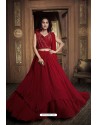 Red Satin Silk Heavy Embroidered Lehenga Choli