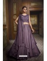 Lavender Satin Silk Heavy Embroidered Lehenga Choli