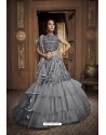 Grey Net Heavy Embroidered Lehenga Choli