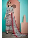 Grey Pure Cambric Cotton Palazzo Suit