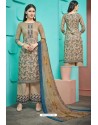 Beige Pure Cambric Cotton Palazzo Suit