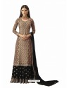 Black And Gold Georgette Handworked Anarkali Suit