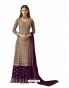 Purple And Gold Georgette Handworked Anarkali Suit