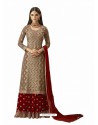 Red And Gold Georgette Handworked Anarkali Suit