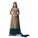 Teal Blue And Gold Georgette Handworked Anarkali Suit