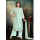 Sea Green Chanderi With Heavy Work Palazzo Suit