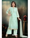 Sea Green Chanderi With Heavy Work Palazzo Suit