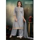 Grey Chanderi With Heavy Work Palazzo Suit