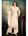 Cream Chanderi With Heavy Work Palazzo Suit