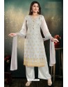 Light Grey Chanderi With Heavy Work Palazzo Suit