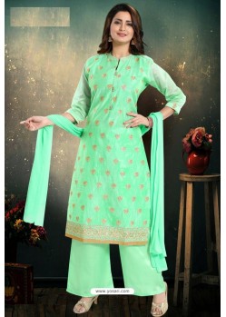 Jade Green Chanderi With Heavy Work Palazzo Suit