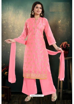 Light Pink Chanderi With Heavy Work Palazzo Suit