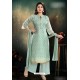 Grayish Green Chanderi With Heavy Work Palazzo Suit