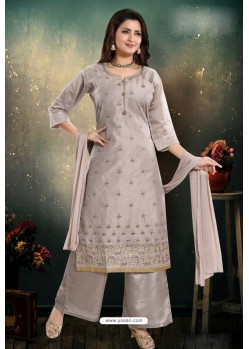 Taupe Chanderi With Heavy Work Palazzo Suit